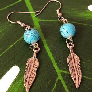 Native American Leaf Pendant Earrings